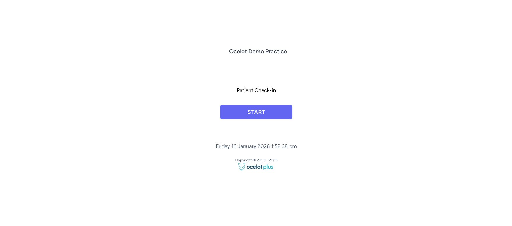 Patient checkin start page